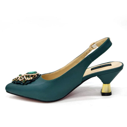Italian Shoes and Bags Matching Set 2024 Nigeria Elegance Party Rhinestone Pointed Toe Women's Shoes High Heel