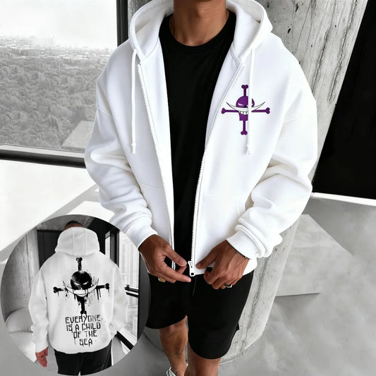 One Piece Men's Zipper Coat Hoodie Sweater Long-sleeved Jacket Edward Newgate Anime Spring And Autumn Niche Warm Top Winter