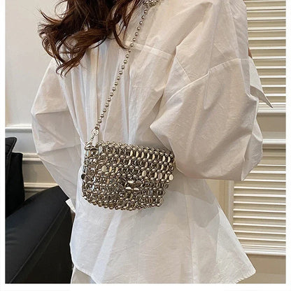 PU Sense of Luxury Solid Color Evening Bags Hollow Out Temperament 2025 Hot Sale Ladies Bags Versatile Fashion Shoulder Bags