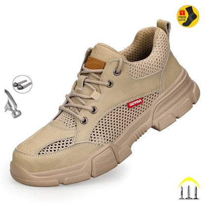 Summer Steel Toe Work Shoes For Men Lightweight Male Indestructible Construction Welding Shoes Waterproof Puncture Proof Boots