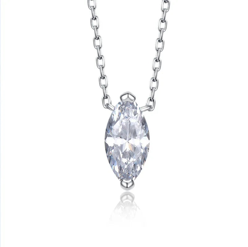 1.1carat Marquise/Round Cut Moissanite Pendant Necklace for Women Lab Diamond Necklaces 925 Sterling Silver Stacking Neck Chain