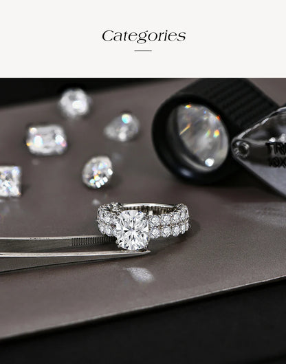Luxury Cushion Cut 10*8mm Moissanite Diamond  Rings For  Women S925 Sterling Silver Engagement Jewelry Gift Top Quality
