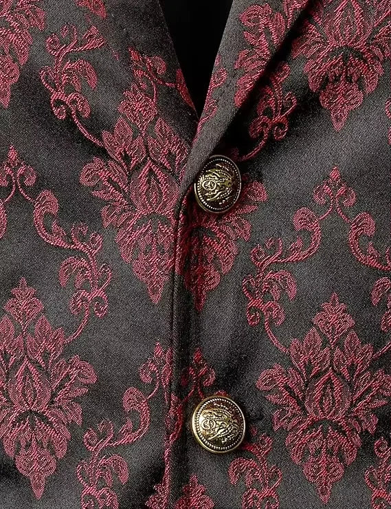 Victorian Floral Jacquard Men Suit Vest Formal Business Lapel Single Breasted Slim Fit Waistcoat Wedding Banquet Party Tops