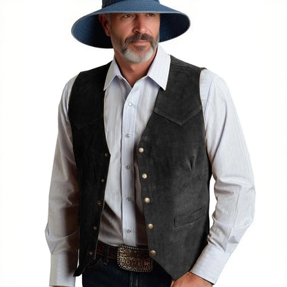 Mens Solid Suit Vests Slim Fit Classic V Neck Metal Buttons Suede Vest for Men Business Professional Smart Casual Waistcoat