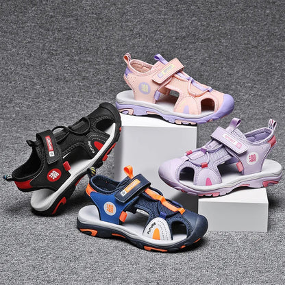 New Style Summer Beach Water Children Sandals Fashion Shoes Outdoor Non-slip Soft Bottom Shading Leather Boys Comfortable