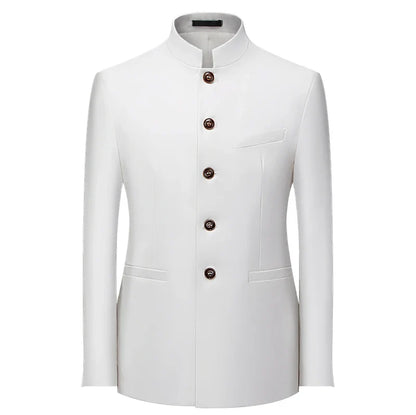 2026 Men's Chinese Style Long Sleeve Suit Jacket Korean Fit Formal Wear Asian Sizes L-7XL in Red White Black Yellow Blue Coat