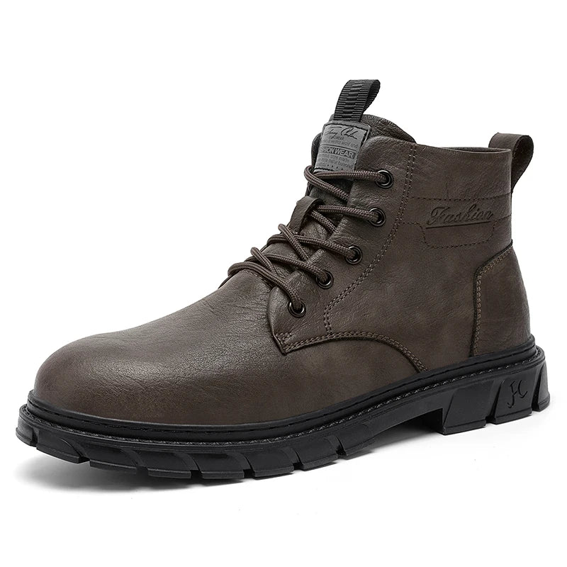 Winter Men Boots Outdoor Leather Ankle Boots Lightweight High Top Casual Boots Designer Male Work Boots Classic Handmade Boots