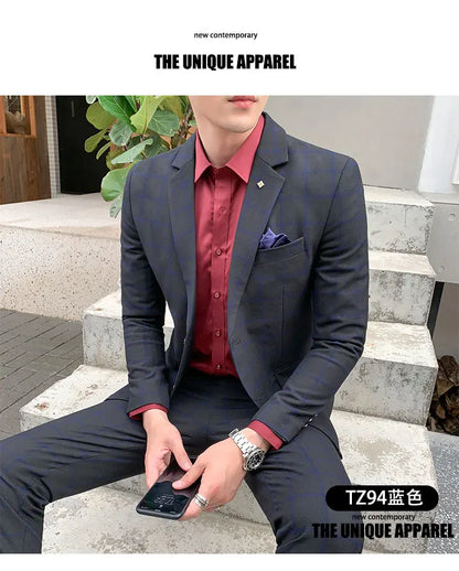 Men's Slim Fit Business Suit High Quality Boutique Fashion Two-Piece Set Handsome Trend Banquet Four Seasons Trousers Included
