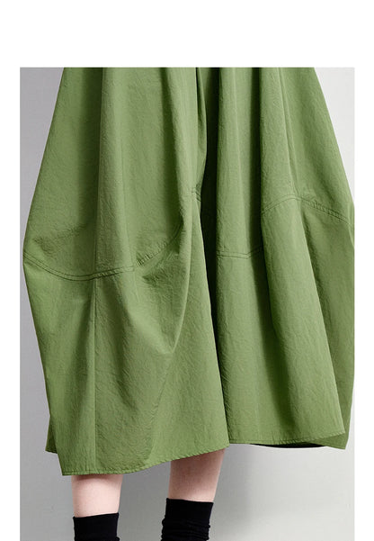 Women's A-Line Bud Skirt 2026 Summer New Split Detail Retro Puff Midi Skirt, Lightweight Outdoor Wear