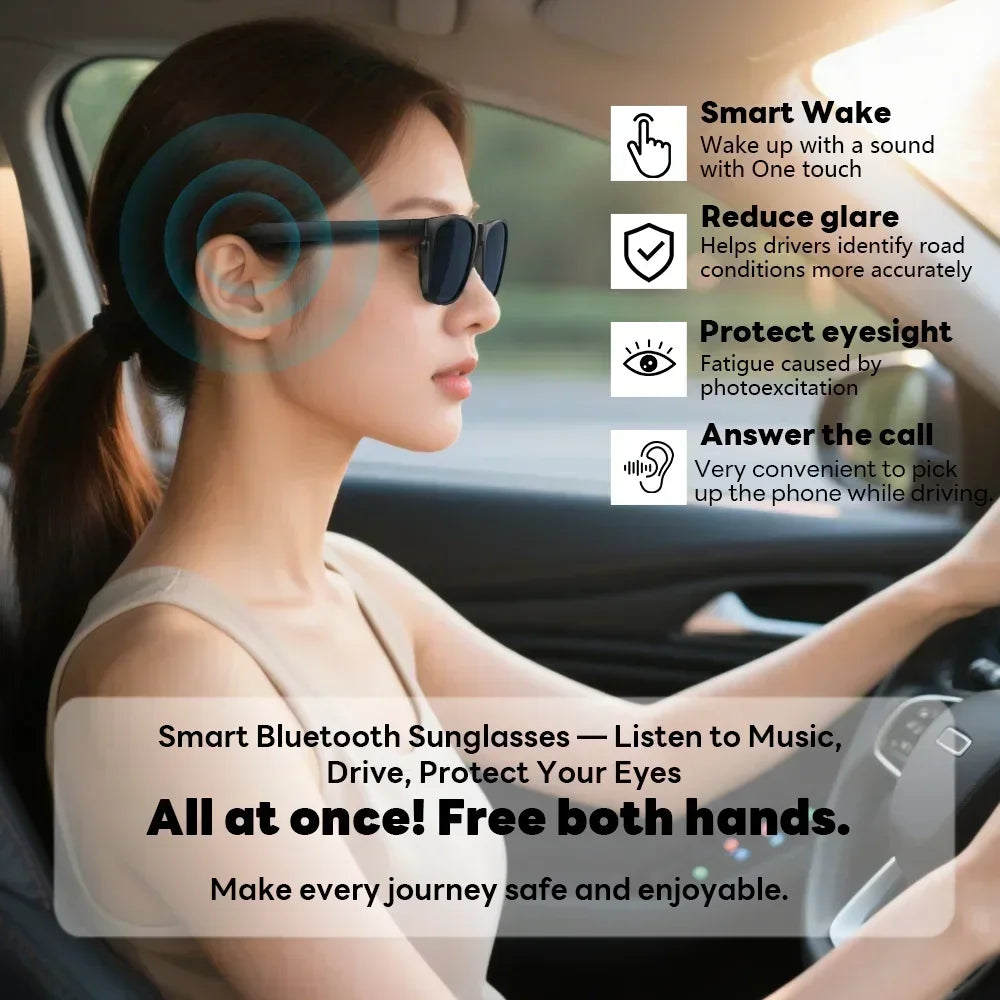 2027 Bluetooth AI Smart Glasses 1600w Pixel Camera Photo Recording Control Touch Translator Voice Assistant Sunglasses