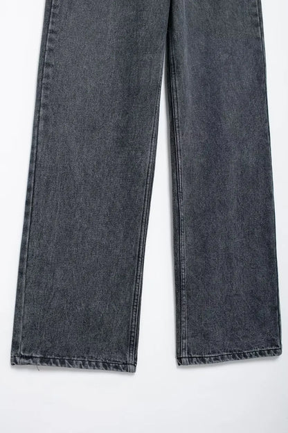 2024 Women's Street Fashion Denim Blue Jeans Distressed Patchwork High Waist Zipper Fly Ripped Retro Long Pants