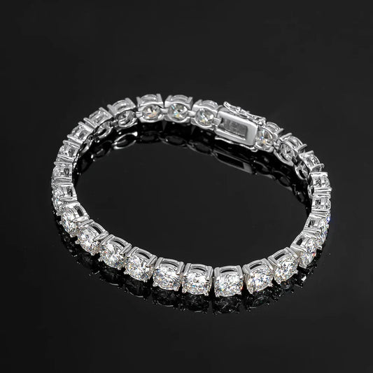 Bracelets de tennis en moissanite de couleur D de 6,5 mm, sertis 4 griffes, classiques et tendance, pour femmes et hommes, bijoux fins en argent 925