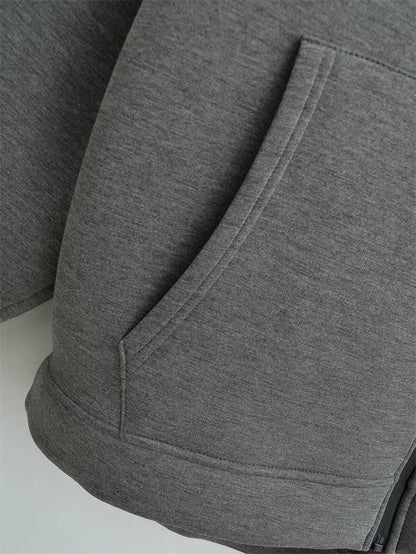 Winter New Women's Zipper Hoodie High Street Unisex style Double Pockets Oversize Loose Sweatshirts Outerwear Top