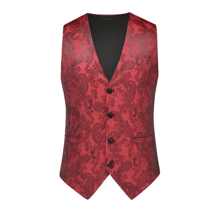2026 New Mens Gold Steampunk Vest, Asian Size Blue Sleeveless Slim Dress Vests, Red Silver Waistcoat