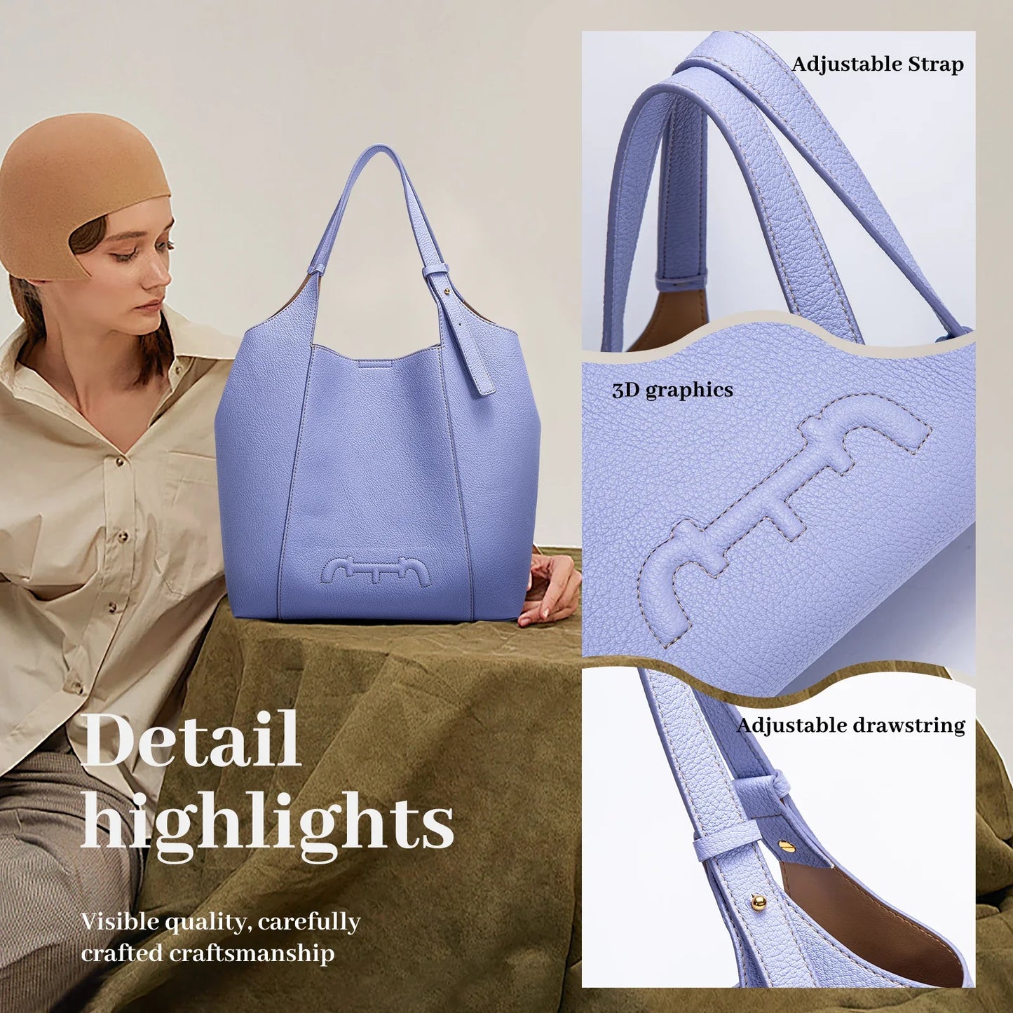 Retro Fashion Women's New Solid Color Shoulder Bag PU Material Versatile Commuter Women's Large Capacity Handbag
