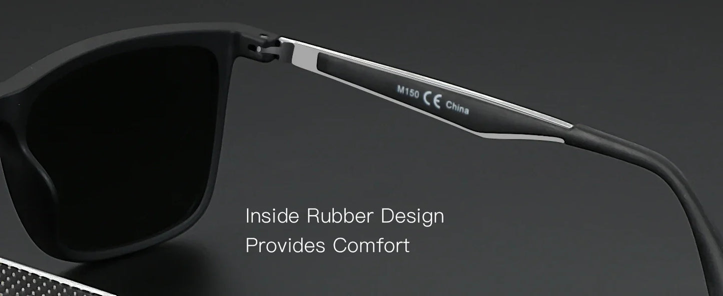 UV400 Protection Sunglasses for Men Rectangle Ultralight Carbon Fiber Frame Classic Polarized Sun Glasses