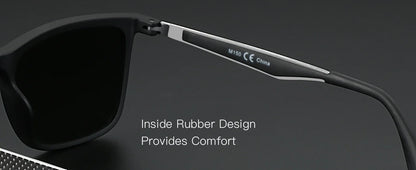 UV400 Protection Sunglasses for Men Rectangle Ultralight Carbon Fiber Frame Classic Polarized Sun Glasses