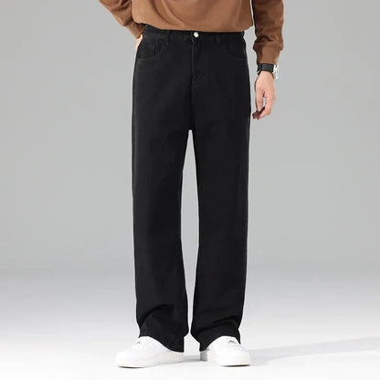 Male Brand New Autumn Jeans Men Black Casual Baggy Trousers Classic Straight Comfortable Wide Denim Trousers  Men Clothing