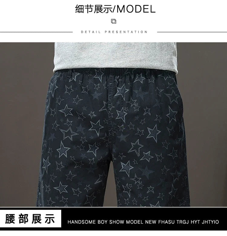 Streetwear Star Print Shorts Men Hawaii Beach Casual Shorts Outdoor Cotton Sports Elastic Waist 6XL Oversized Baggy Half Pants