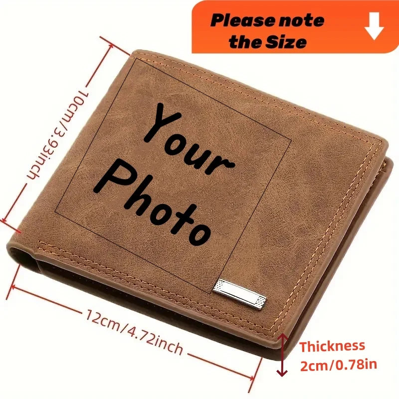 Custom Engraved Exclusive Personalized Photo Faux Leather Wallet - Men And Women/Couples/Parents/Gifts Universal,