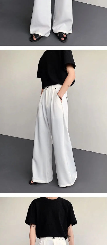 2023 New Black Suit Pants Men Fashion Social Mens Dress Pants Korean Loose Oversized Wide Leg Pants Mens Formal Trousers M-2XL