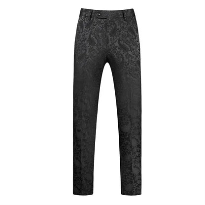 Fashion Men Luxury Jacquard Suit Pants White / Black / Pink Trend Male Groom Wedding Prom Party Dress Trousers