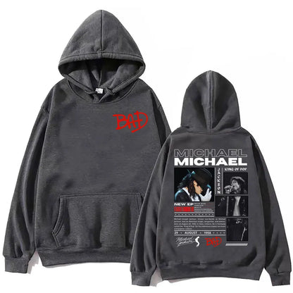 90's Rock Singer Michael Jackson Merch Hoodies Fashion Vintage Hooded Sweatshirts Men Women Casual Loose Pullovers Streetwear