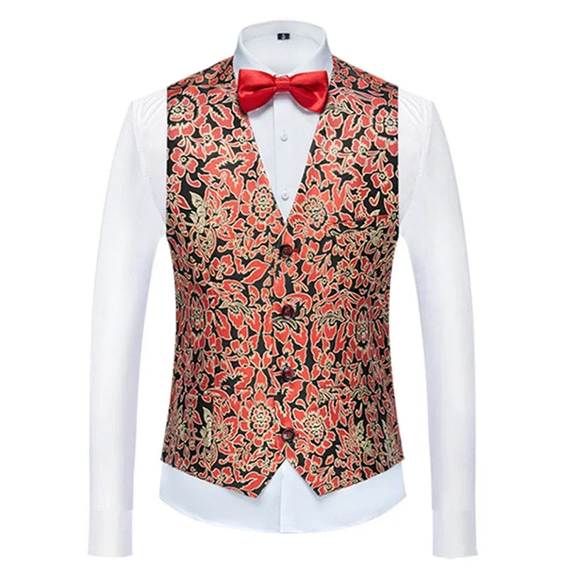 26 Colors Men's Suit Vest Single-breasted V-neck Vests Jacket Men Wedding Party Waistcoat Red Blue Green White Pink