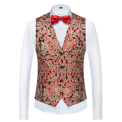 26 Colors Men's Suit Vest Single-breasted V-neck Vests Jacket Men Wedding Party Waistcoat Red Blue Green White Pink