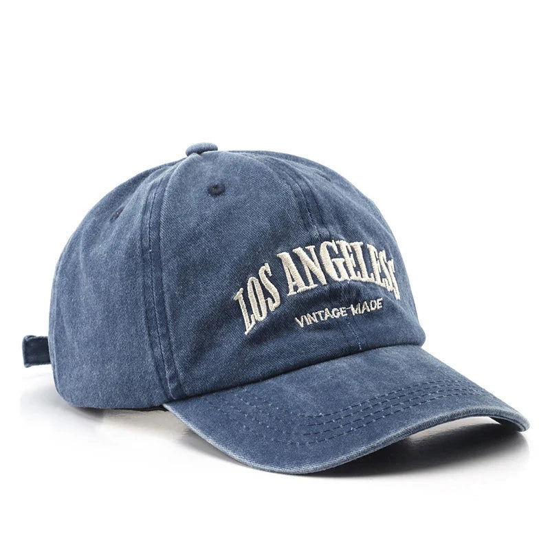American wide brimmed retro men's and women's baseball caps, washed hats, trendy embroidered duckbill caps