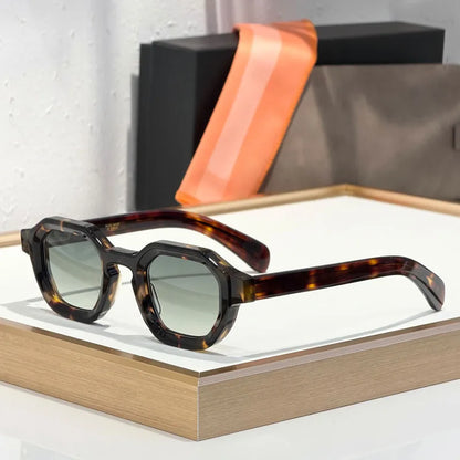 Thick Acetate Sunglasses Square for Men Women Handmade in Japan Classical Vintage High Quality Gradient Glasses with Case