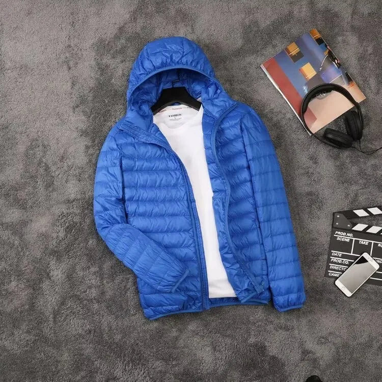 2025 Autumn and Winter New Lightweight Down Jacket Men's Short Hooded Joker Lightweight Thin White Duck Down Plus Size Coat