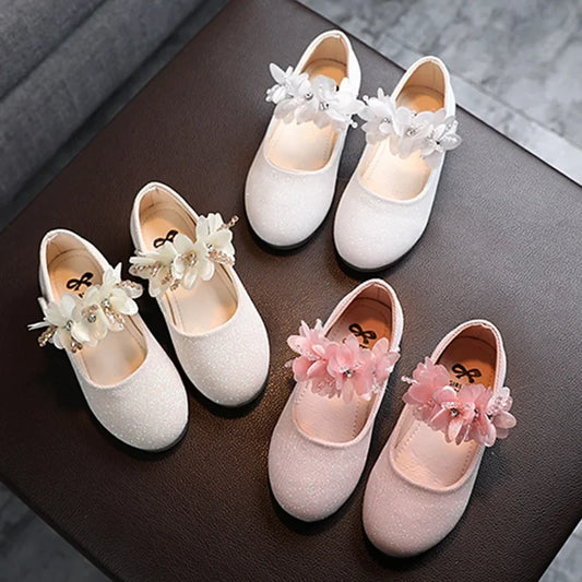 New fashion girls small leather shoes Korean version of the foreign-style cute princess shoes kids breathable white school dance