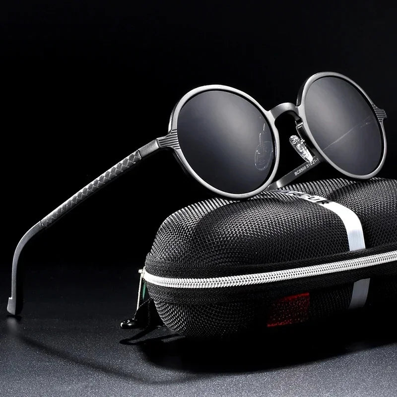 Vintage Aluminum Magnesium Sun Glasses Men Polarized Driving Sunglasses Round Steampunk Shades Brand Designer Eyewear
