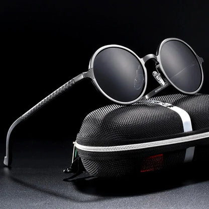 Vintage Aluminum Magnesium Sun Glasses Men Polarized Driving Sunglasses Round Steampunk Shades Brand Designer Eyewear