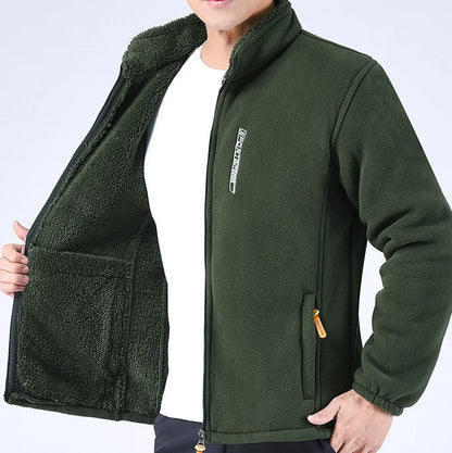 Winter Thicken Polar Fleece Jacket Warmth Windproof Full Zip Up Coat Multiple Zipper Pockets Outdoors Plus Size Jackets Outwear