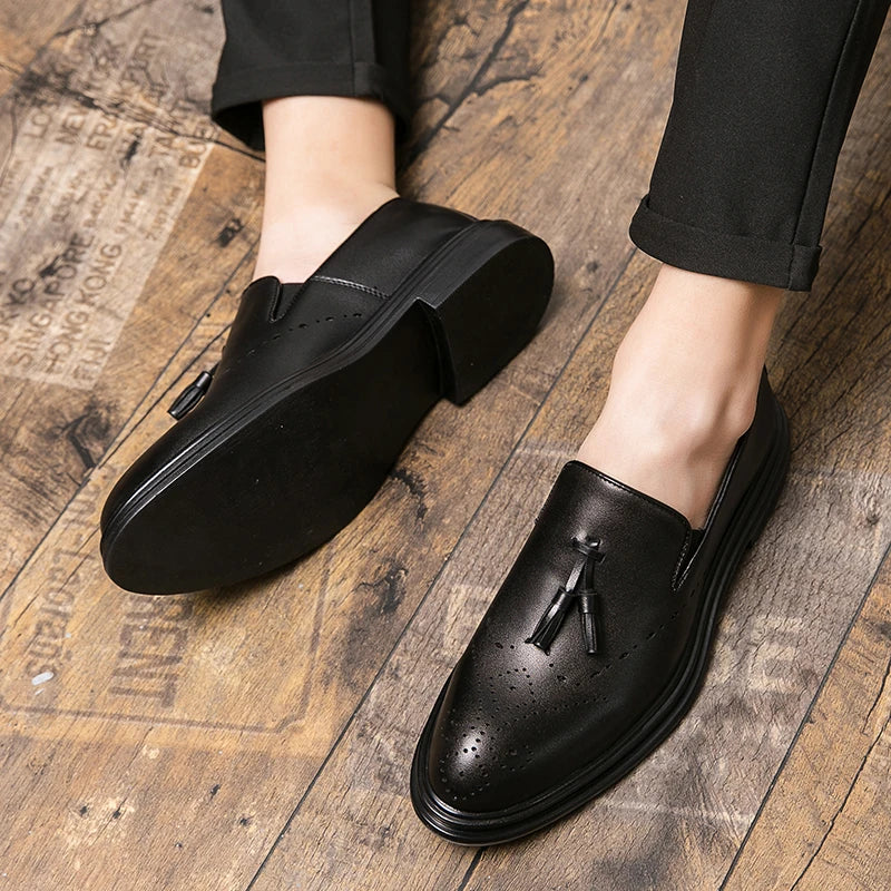 Brand Mens Leather Office Flats Wedding Banquet Luxury Loafers Comfortable Designer Oxfords Business Formal Korean Shoes for Men