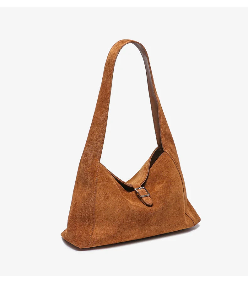 New Winter Women's Natural Suede Leather Bags Female Soft Cowhide Durable Crossbody Shoulder Bag Ladies Fashion Commute Handbags