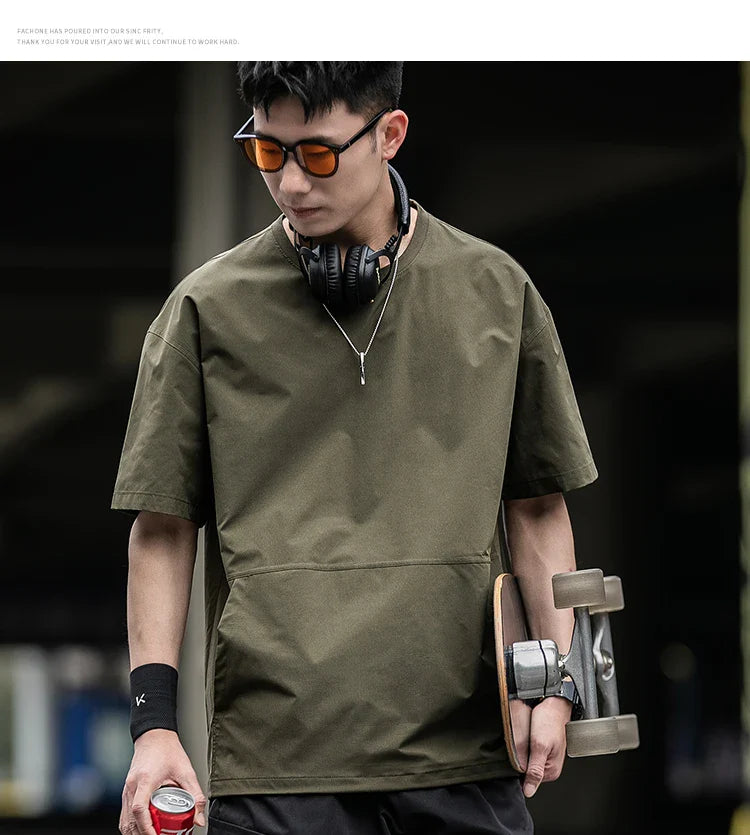 Men's Summer Thin Short Sleeve T-Shirt Ice Silk Quick Dry Large Size round Neck Sport Loose Casual Workwear Breathable Sweat ...