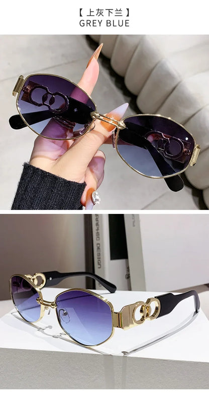 Oval Sunglasses 2025 New Female Metal Internet Celebrity Street Shot Sun Glasses Women Men Retro Photo Sunshade Ladies UV400