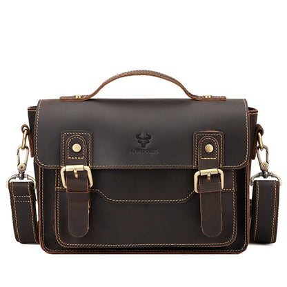 Crazy Horse Leather Men Messenger Bag Business Laptop Briefcase Casual Male Work Tote Bags for Ipad Large Capacity Travel Bag