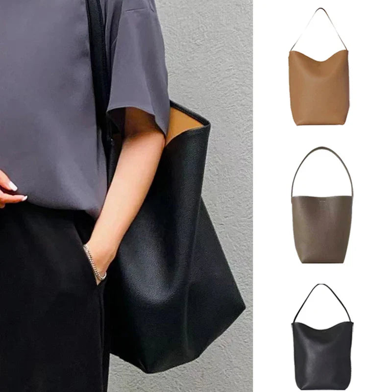 Bucket Bag Large Women's Bag Tote Bag Shoulder Bag Luxury Designer Genuine Leather Handbag Japanese Popular Bag Soft Row
