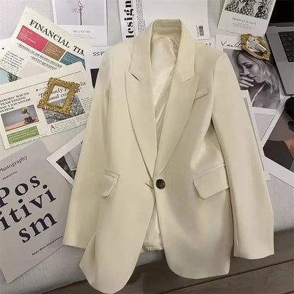 Elegant Office Lady Blazers Women Outerwears 2025Fashion Long Sleeve Single Button Blazer New Autumn Casual Female Coats Jackets