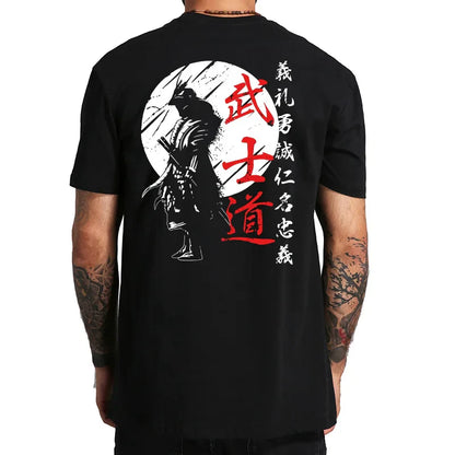 2026 Japanese Samurai Spirit T Shirts for Men Harajuku Japanese Style Back Print Loose Oversized Tops T-shirt Gifts Tee