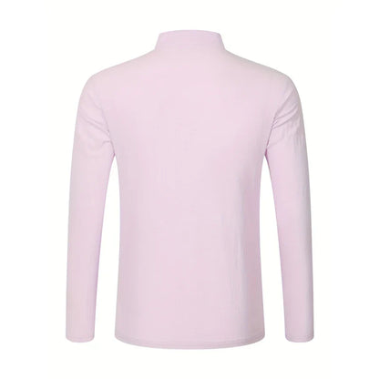 Men Mandarin Collar Long Sleeve Henley Cotton Linen Shirt Chest Pocket Breathable Beach Travel Daily Casual V Neck Top