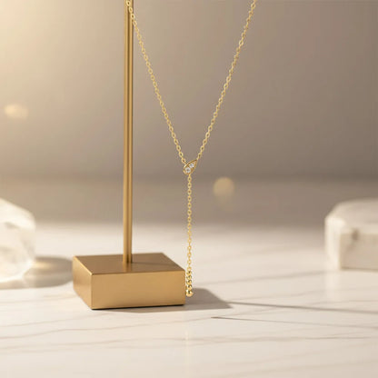 Y-shaped Moissanite Pendant Necklace for Women 925 Sterling Silver Plated 18K Gold Neck Chain Birthday Party Gifts Fine Jewelry