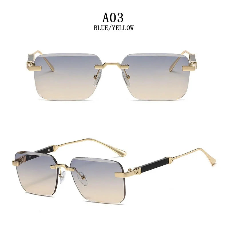 Square Sunglasses Women 2024 Rimless Sunglasses For Men Vintage Luxury Fashion Glasses Gafas De Sol Hombre Lunette Soleil Femme