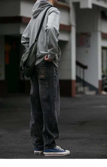 American Vintage High Quality Denim Cargo Pants Men Clothing Streetwear Loose Skate Jeans Harajuku Casual Harem Trousers Male
