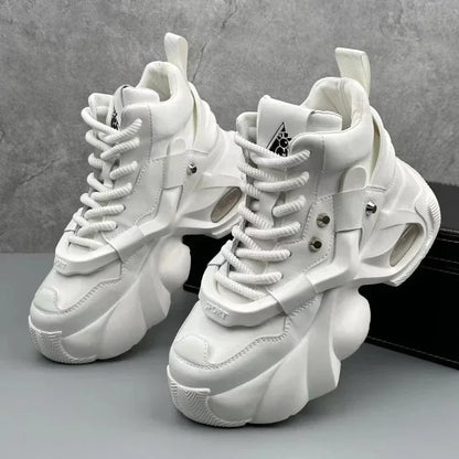 Men's Boots High Top  New Trend Wear-resistant Synthetic Leather Boots Casual Lace Up Height Increasing Fashion Boots 2025