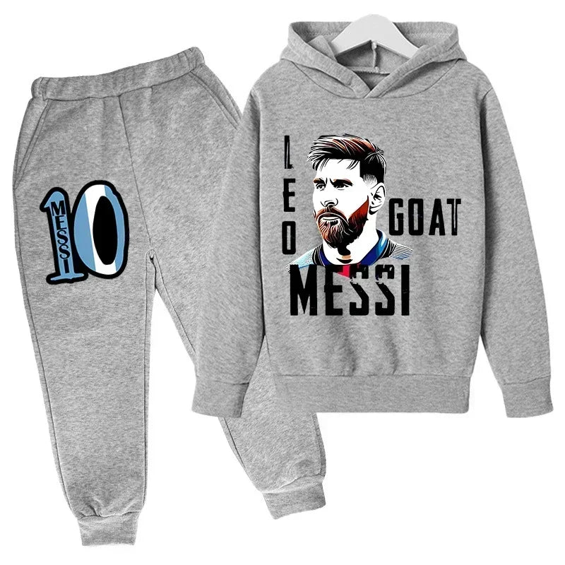 Spring Autumn Children's Hoodie Set Messi Avatar Printed Sportswear Hoodie Pants Suit 2-piece Set Boy Girl Kid Clothes Tracksuit
